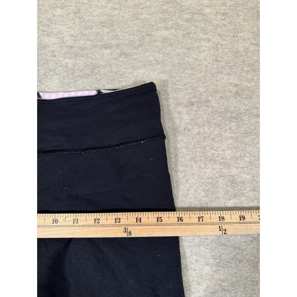 Lululemon Leggings Womens 8 Black Capri Foldover Waist Yoga Athletic Gym Stretch